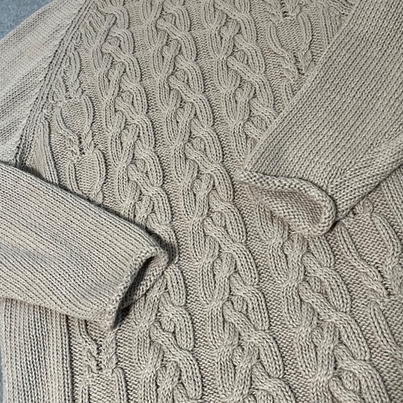 Vintage Rolled Turtleneck Sweater Womens Small Cable Knit Fisherman Preppy A… - Picture 5 of 9